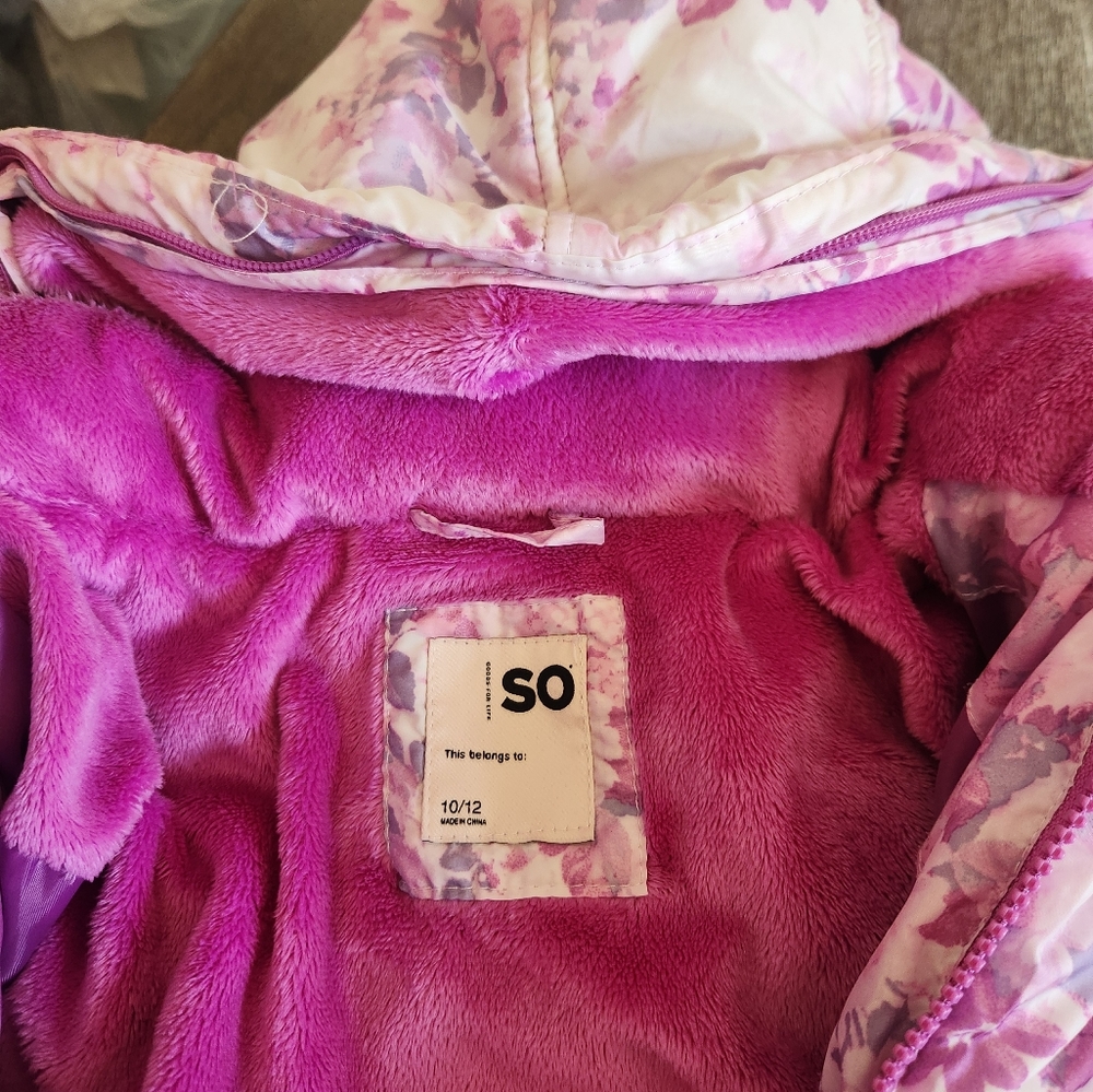 Pink and White Floral Girls Jacket- size 10/12